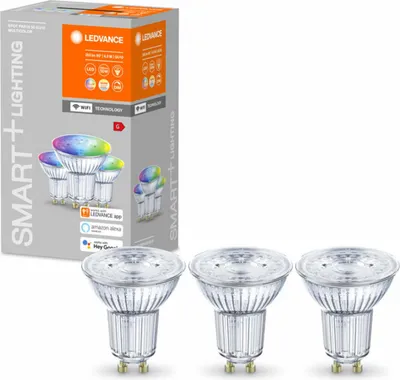 Image de Ledvance Ampoule LED Smart WIFI dimmable PAR16/PAR51 GU10/5W (32W ) mat 350 lm 2700- 6500 K RGBW 3 pièces