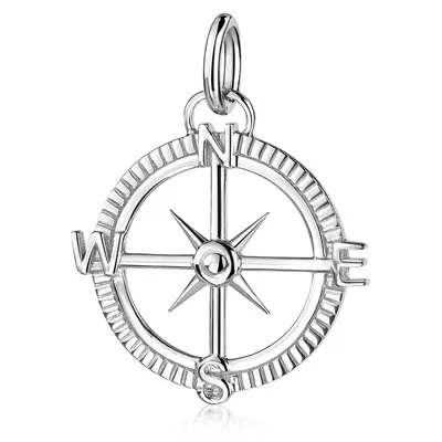 Produktbild von MATERIA by Matthias Wagner Kompass Anhänger 925 Silber rhodiniert für Damen wahlweise mit Halskette KA-516-Silber