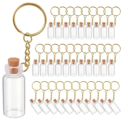 Imagen del producto de Omgoods - Juego de 36 mini botellas de vidrio con tapón de corcho, ideales para proyectos creativos