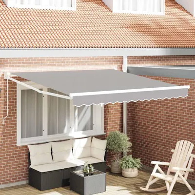 Obrázek produktu pro Maison Exclusive – Manuální markýza, rozměry 3 x 2,5 m, světle šedá barva, 100% polyester
