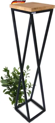 Produktbild von DELUKE® Blumenständer Holz Metallgestell KABRI - 90cm hoch, Eichenholz | Dekoständer für Blumen Pflanzenregal Pflanzenständer