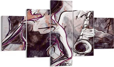 Produktbild von Bild auf Leinwand - Leinwandbild - Jazz Musik Musiker - 125x70cm - Wand Bild - Wanddeko - Leinwanddruck - Bilder - Kunstdruck - Wanddekoration - Leinwand bilder - Wandkunst - EA125x70-3572