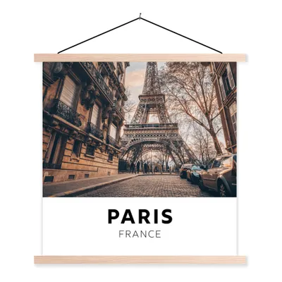 Produktbild von MuchoWow® Textilposter Paris - Frankreich - Eiffelturm 60x60 cm mit holzfarbenen Rahmen - Wanddekoration