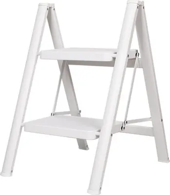 Productafbeelding van Trapje met 2 treden, inklapbaar, aluminium, antislip, draagvermogen 150 kg, geschikt voor keuken en garage