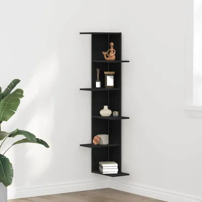 Produktbild von Maison Exclusive - Wand-Eckregal Schwarz Eichen-Optik 36,5 x 36,5 x 140 cm