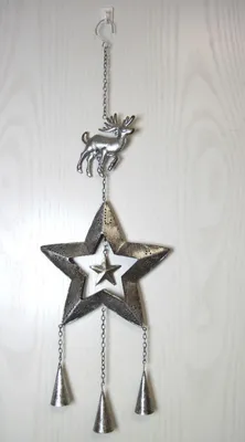 Produktbild von Dekohänger Stern Metall Silber mit Glitter ca. 60cm