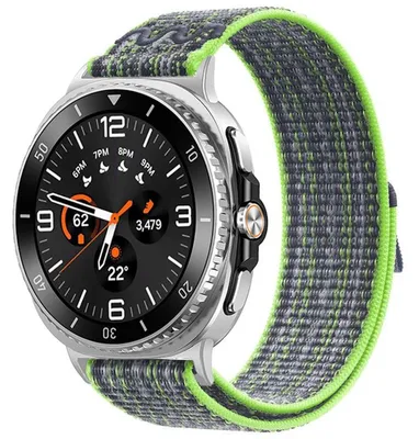 Produktbild von Für Samsung Galaxy Watch 8 / 8 Classic Nylon Armband mit Klettverschluss Hellgrün / Blau