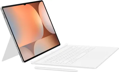Produktbild von Samsung Galaxy Tab S9 / S10 Ultra Book Cover Tastaturhülle Weiß QWERTZ POGO Pin Hintergrundbeleuchtet S Pen Fach