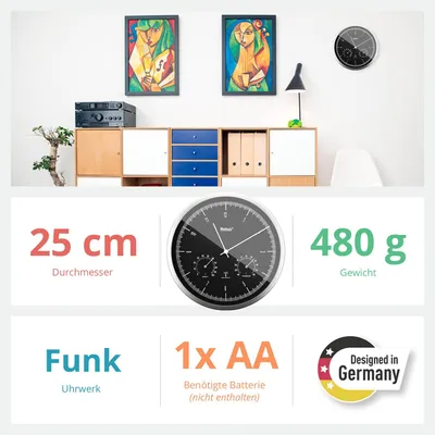 Produktbild von Mebus 19777 Funkwanduhr mit Thermo-Hygrometer