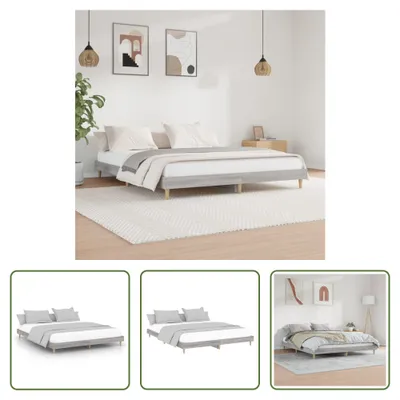 Produktbild von The Living Store Bettgestell Grau Sonoma 200x200 cm Holzwerkstoff