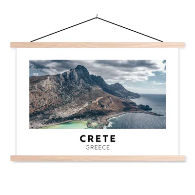 Produktbild von MuchoWow® Textilposter Griechenland - Kreta - Berge - Meer 60x40 cm mit holzfarbenen Rahmen - Bilder