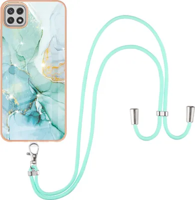 Produktbild von Galaxy A22 5G Handykette Hülle, Ultra Dünn Soft TPU Bumper Anti-kratzt Schutzhülle mit verstellbarem Tragegurt für Samsung Galaxy A22 5G Grün