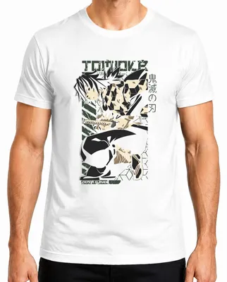 Zdjęcie produktu dla Koszulka męska Giyu Tomioka Kimetsu no Yaiba Demon Slayer Anime Gift, Biały, XL