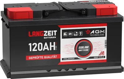 LANGZEIT AGM Batterie 12V 120AH Solarbatterie Wohnmobil Boot Schiff Solar 100Ah