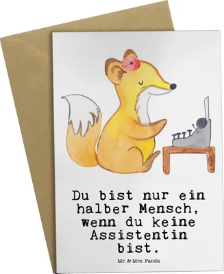 Produktbild von Mr. & Mrs. Panda Grußkarte Assistentin Herz - Weiß - Geschenk, einladungskarten, hochzeitskarten, dankeskarten, weihnachtskarten, osterkarten, Klappkarte
