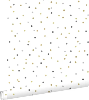 Obrázek produktu pro ESTAhome tapeta tečky zlatá, světle šedá a tmavě šedá 53 cm x 10,05 m