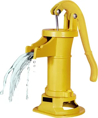 Produktbild von Schwengelpumpe - Nostalgie-Handpumpe/Brunnenpumpe/Gartenpumpe - Antik/Vintage-Design - Gusseisen - Förderhöhe 7,6 m - NPT 3,2 cm Anschluss - Für Garten, Teich, Hof - Gelb