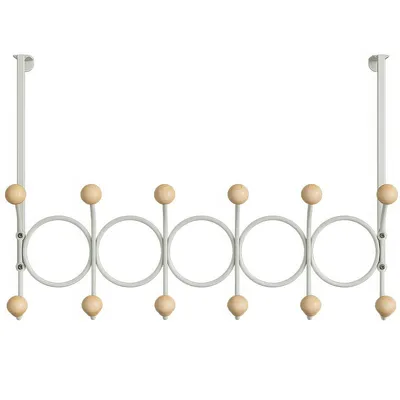 Produktbild von Türhaken ohne Bohren,Doppelte Reihe Türgarderobe, Holzknöpfe, Metallrahmen, Türaufhängung für Schlafzimmer, Eingang, Bad