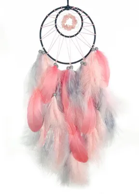Dreamcatcher 65 cm, handgefertigt, Boho-Stil, grau/rosa