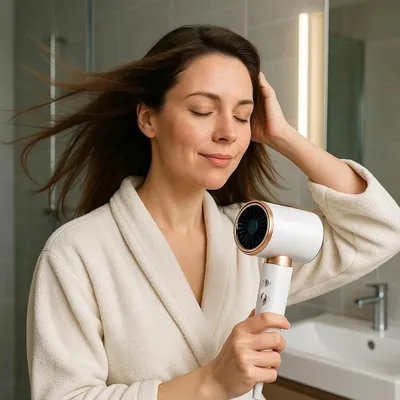 Produktbild von Haartrockner Profi 2000W mit Ionen-Funktion – Kalt/Warm, 3 Stufen, Stylingdüse, Weiß