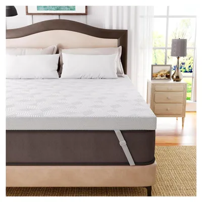 Produktbild von Matratze 160x190cm Topper aus Memory Foam 7,5cm Höhe mit rutschfester Unterseite für Matratzen und Boxspringbetten in Weiß