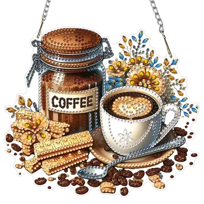 Diamond Painting Hänger Kaffee-Motiv, DIY Set für Erwachsene