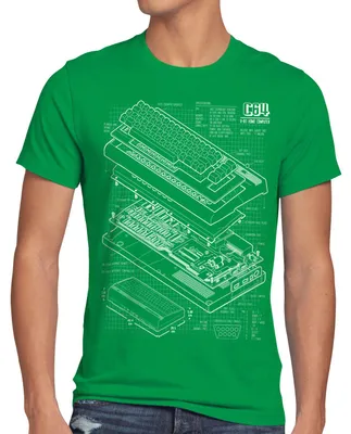 Produktbild von style3 C64 Heimcomputer Blaupause Herren T-Shirt classic gamer