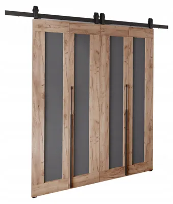 Produktbild von KierMoebel Schiebetür Komplettset QUDIO DUO M1 Braun Craft + Graphit 152x205x3,2 cm Wohnzimmer Schiebetür