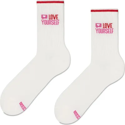 Produktbild von ZOOKSY - Socken für Valentinstag (41-46) I Liebe Bunte Baumwolle Socken I Uni-Socken für Erwachsene I Valentinstag Geschenk für Ihn I Lustige Socken mit Motiv - Love Yourself