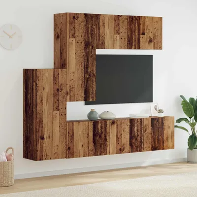 Produktbild von "Schlussverkauf" TV-Wandmöbel Wandmontiert 5 Stück - WohnzimmerTV-Möbel/TV-Tisch - Altholz Holzwerkstoff  C14273