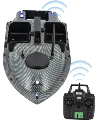 Produktbild von Ferngesteuertes Futterboot - RC Angelboot - Doppelte 390-Motoren - 1,8 m/s - ABS-Rumpf - Akkubetrieben - 25×50×15 cm - Grau