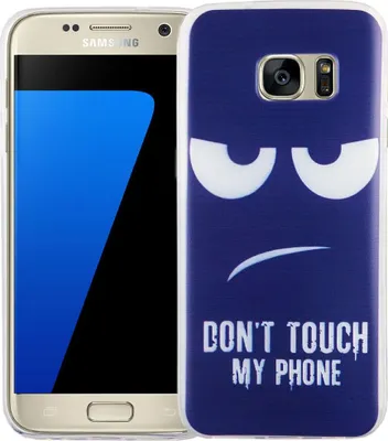 Produktbild von Handy Hülle für Samsung Galaxy S7 Cover Case Schutz Tasche Motiv Slim Silikon TPU Dont Touch my Phone Blau