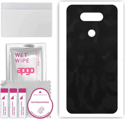 Produktbild von apgo Rückseite Schutzfolie, Skin, kompatibel mit LG K31, Hinten Displayschutzfolie aus Vinylfolie, kratzfest, einfache Montage - Schwarzes Tarnmuster