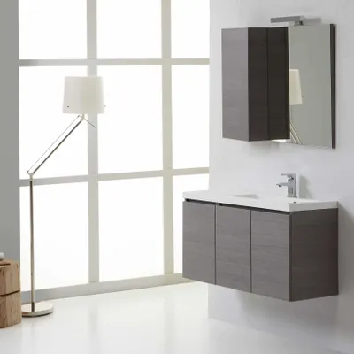 Immagine prodotto di Mobile bagno 90 cm destro con ante, specchio e pensile | Manhattan