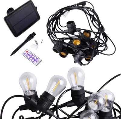 Produktbild von Solar Gartengirlande 10m + 10x LED E27 0,3W