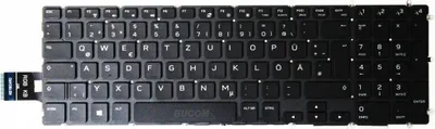 A black laptop keyboard with a ribbon cable attached.