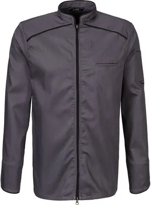Produktbild von Koch-Jacke, langarm, 2-Wege Reissverschluß, graphit Paspel schwarz, Größe 4XL : 4XL : 65% Polyester 35%Baumwolle 220 g/m² : schwarz