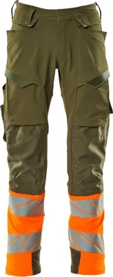 A pair of work pants with reflective elements.