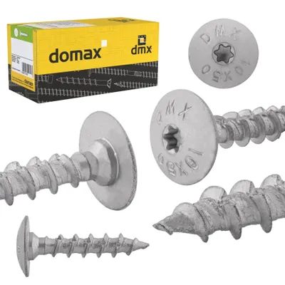 Produktbild von DMX - Tellerkopfschrauben 8x50 - Selbstschneidende Schrauben 100 Stück - Holzschrauben Set  - Spanplattenschrauben  - Schrauben Set Flachkopfschrauben