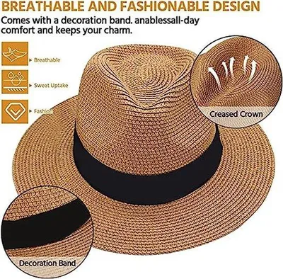 Produktbild von Famanu Sonnenhut Damen - Sommerhut - Strohhut UV - Strandhut - Einheitsgröße