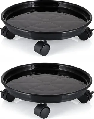 Produktbild von Pflanzenroller 30 cm, rund, 2 Stück, Kunststoff, mit Bremsrollen, für drinnen und draußen, bis 40 kg Tragkraft