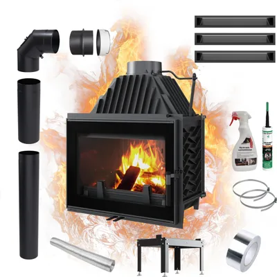 Produktbild von Einsatz Luftkamin KRATKI ZOSIA 12 kW Gusseisen Rekuperations Ansaug SET Ø 200
