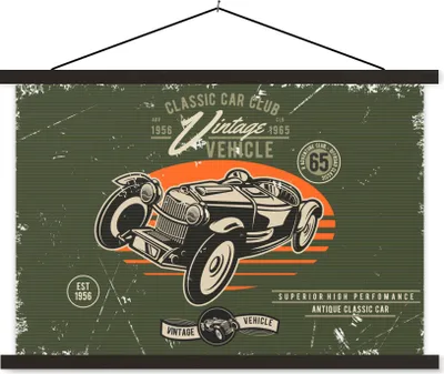 Produktbild von MuchoWow® Textilposter Oldtimer - Oldtimer - Auto 120x80 cm mit schwarzem Rahmen - Wanddeko