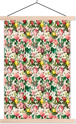 Produktbild von MuchoWow® Textilposter Blumen - Frühling - Pastell 60x90 cm mit holzfarbenen Rahmen - Textil