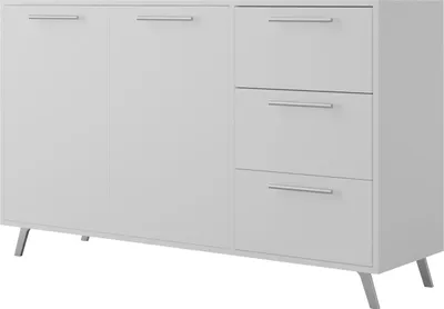 Produktbild von MIRJAN24 Kommode Tytus, Sideboard mit 2-Drehtüren und 3 Schubladen, Rollgleitschienen (Farbe: Weiß)