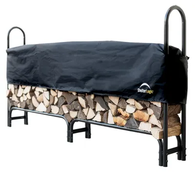 Produktbild von ShelterLogic Stahl Kaminholzregal inkl. Abdeckung Schwarz 244x25x118 cm