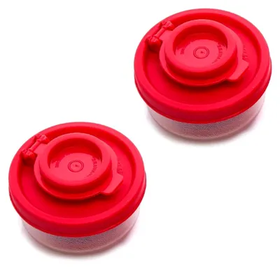 Produktbild von 2 Stück rote 40g Salz- und Pfefferstreuer für unterwegs - Mini Streuer Set mit Deckel