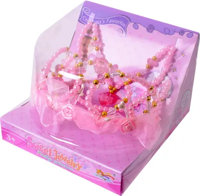 Produktbild von Prinzessin Krone Diadem Rose mit Perlen Kette rosa gold Pretty Princess Spielset Karneval Fasching