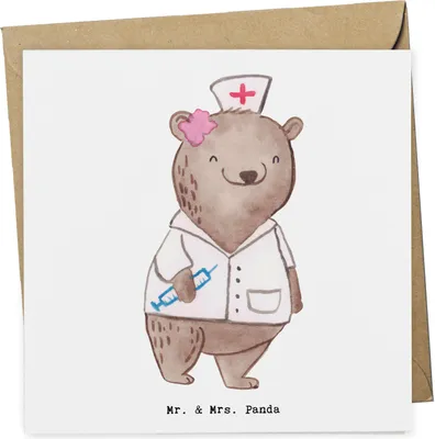 Produktbild von Mr. & Mrs. Panda Grußkarte Anästhesistin Herz - Weiß - Geschenk, anlasskarte, Krankenhaus, Anästhesie, Studium, faltkarte, doppelkarte, nach Der OP, vor, Klappkarte