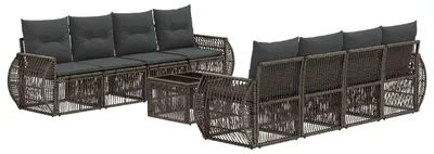 Produktbild von vidaXL Gartensofa-set 9 stk. Grau Poly-Rattan